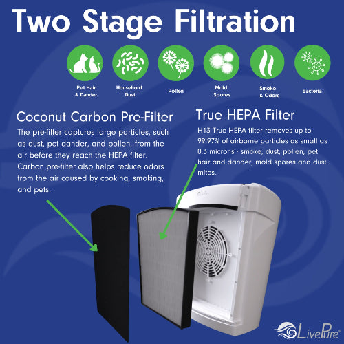 LivePure Bali Series Multi-Room True HEPA Air Purifier with Air Quality Sensing System LP560THP