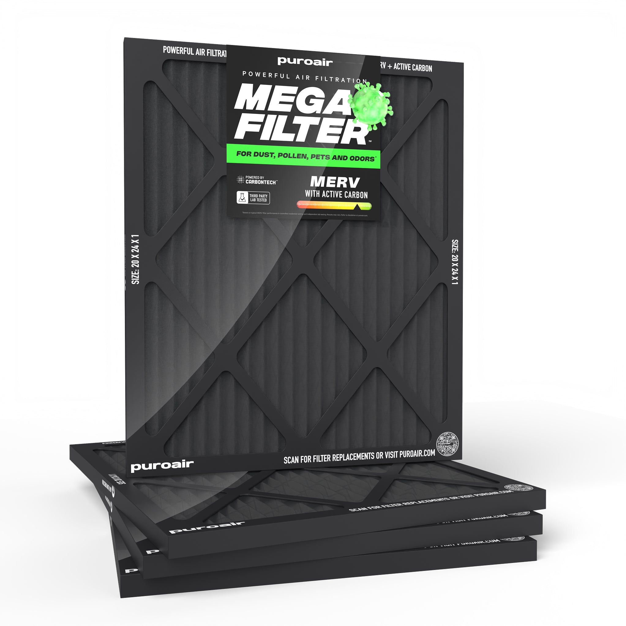 ｍｅｒｕ PuroAir HVAC Mega Filter MERV 13 Pleated Plus Activated Carbon Air Fil