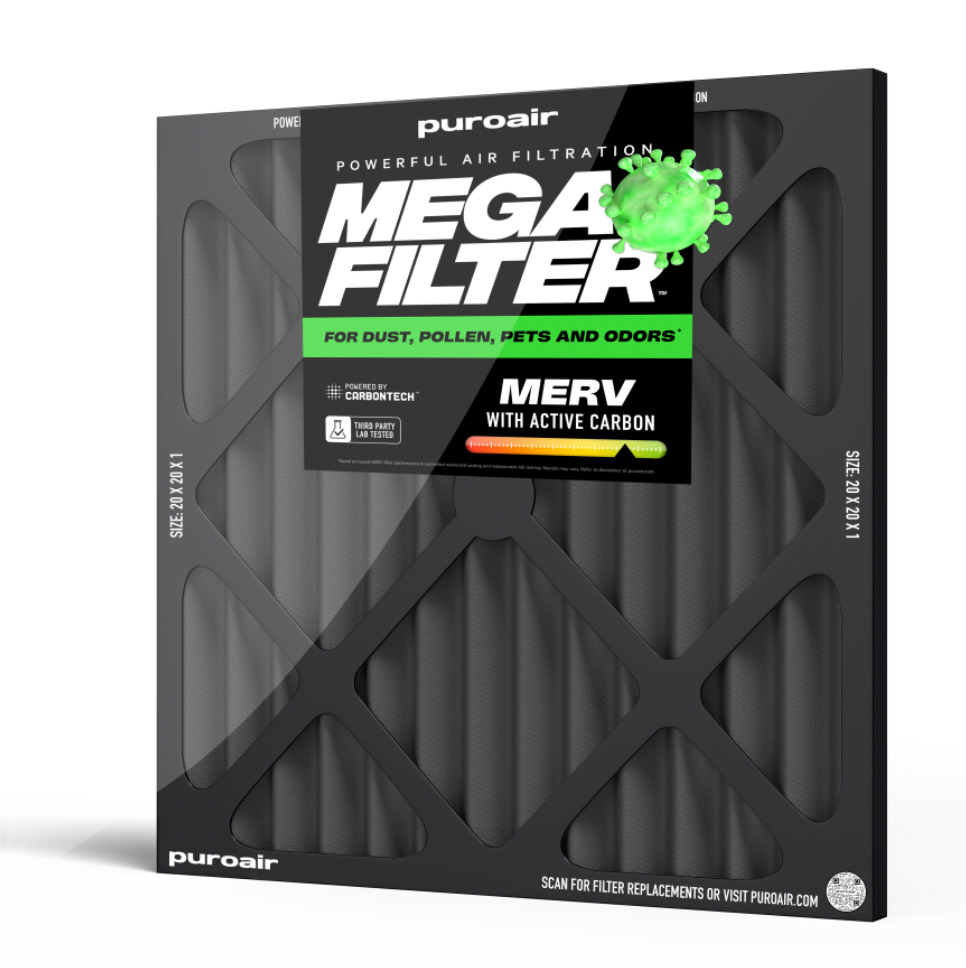 PuroAir HVAC Mega Filter MERV 13 Pleated Plus Activated Carbon Air Filter